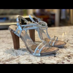 Michael Kors 8.5 silver and clear heels